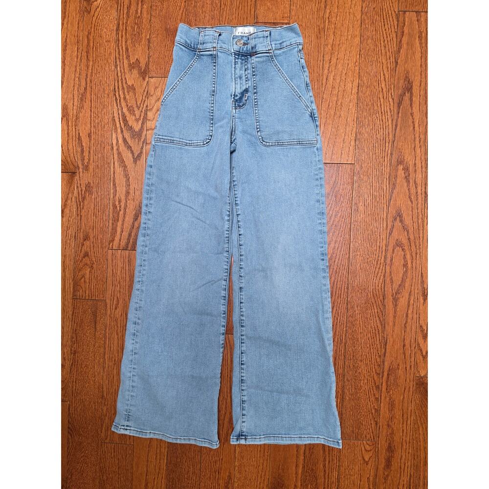 Frame Modern Pocket High Rise Wide Leg Jeans Sz 24 Light Blue Denim VGUC - Picture 3 of 9